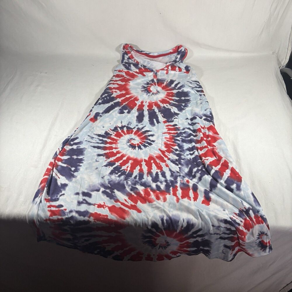 Secret Treasures Red White Blue Tie Dye Tank Dress Size S